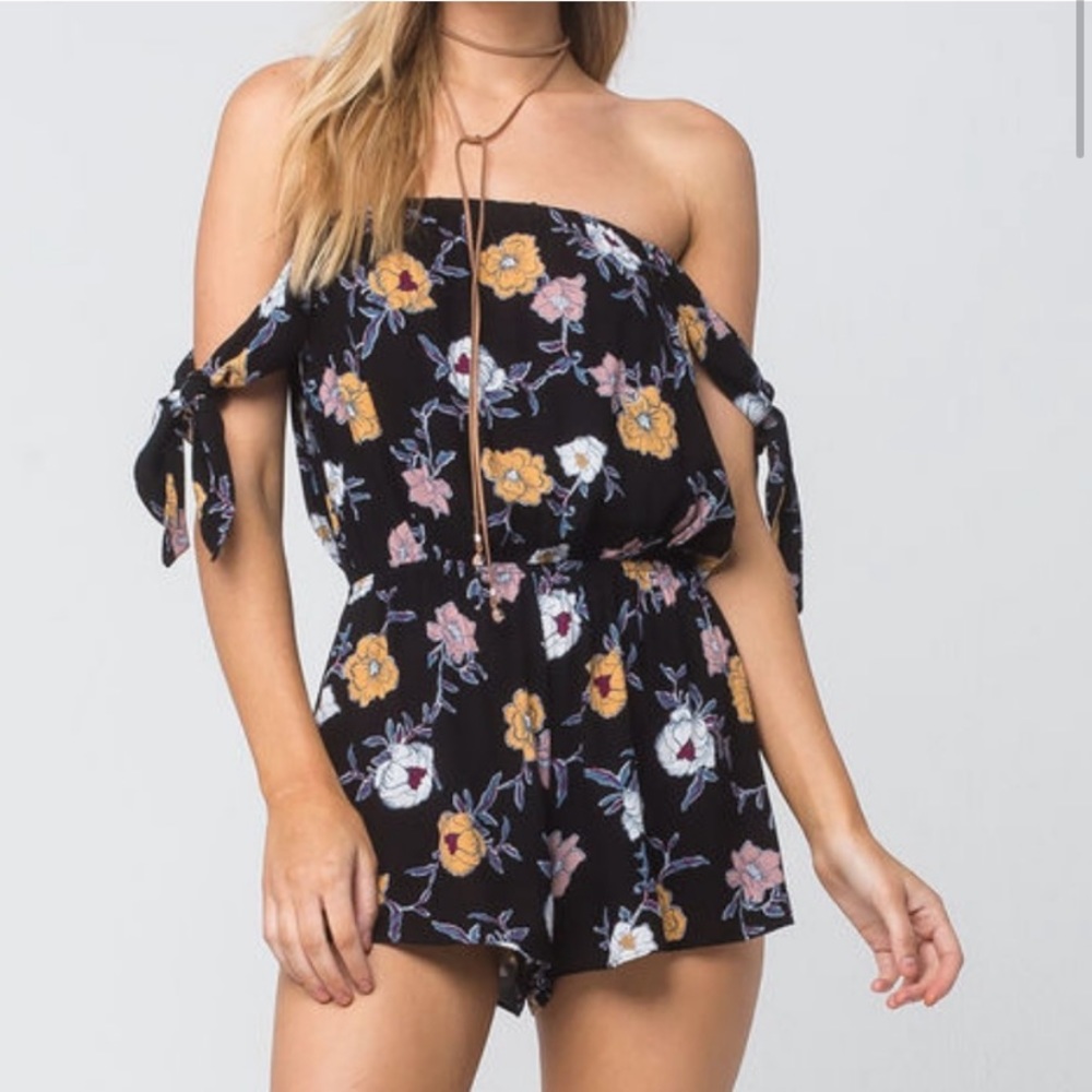 NWT Full Tilt Black Floral Coverup Romper